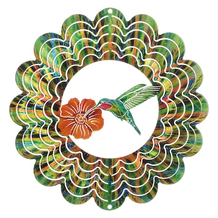 Kaleidoscope Hummingbird Green Wind Spinner